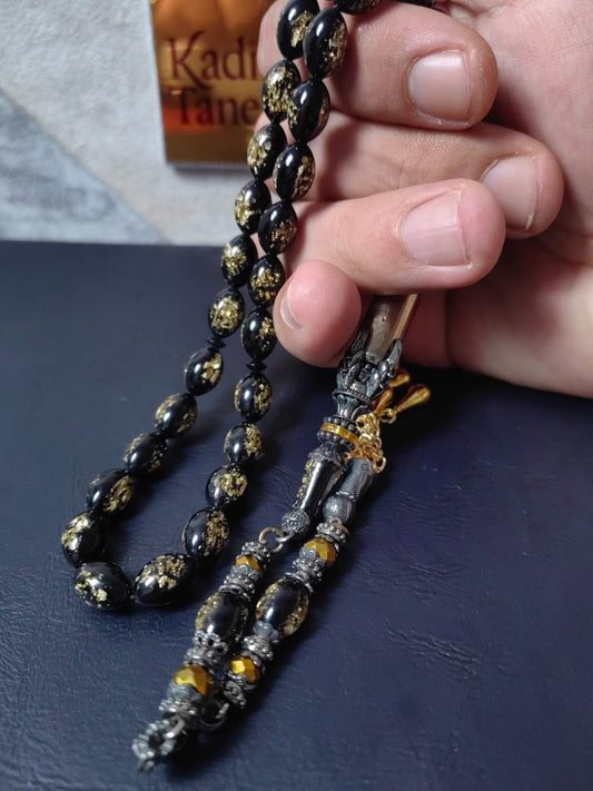 Mermi İmameli Siyah Golden Rosary