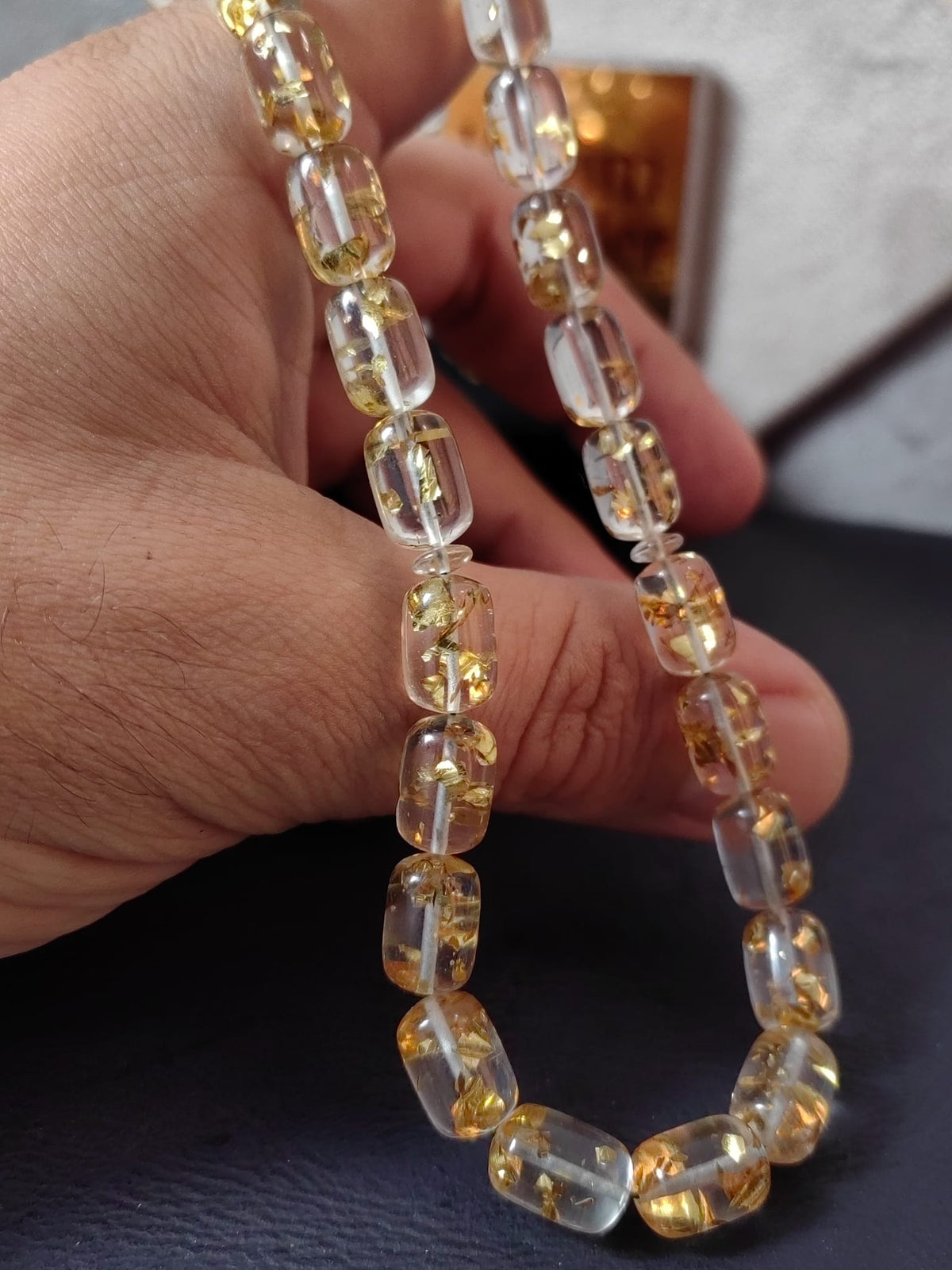 Orijinal Altın Varaklı "Golden Rosary" Uçak Camı Tesbih