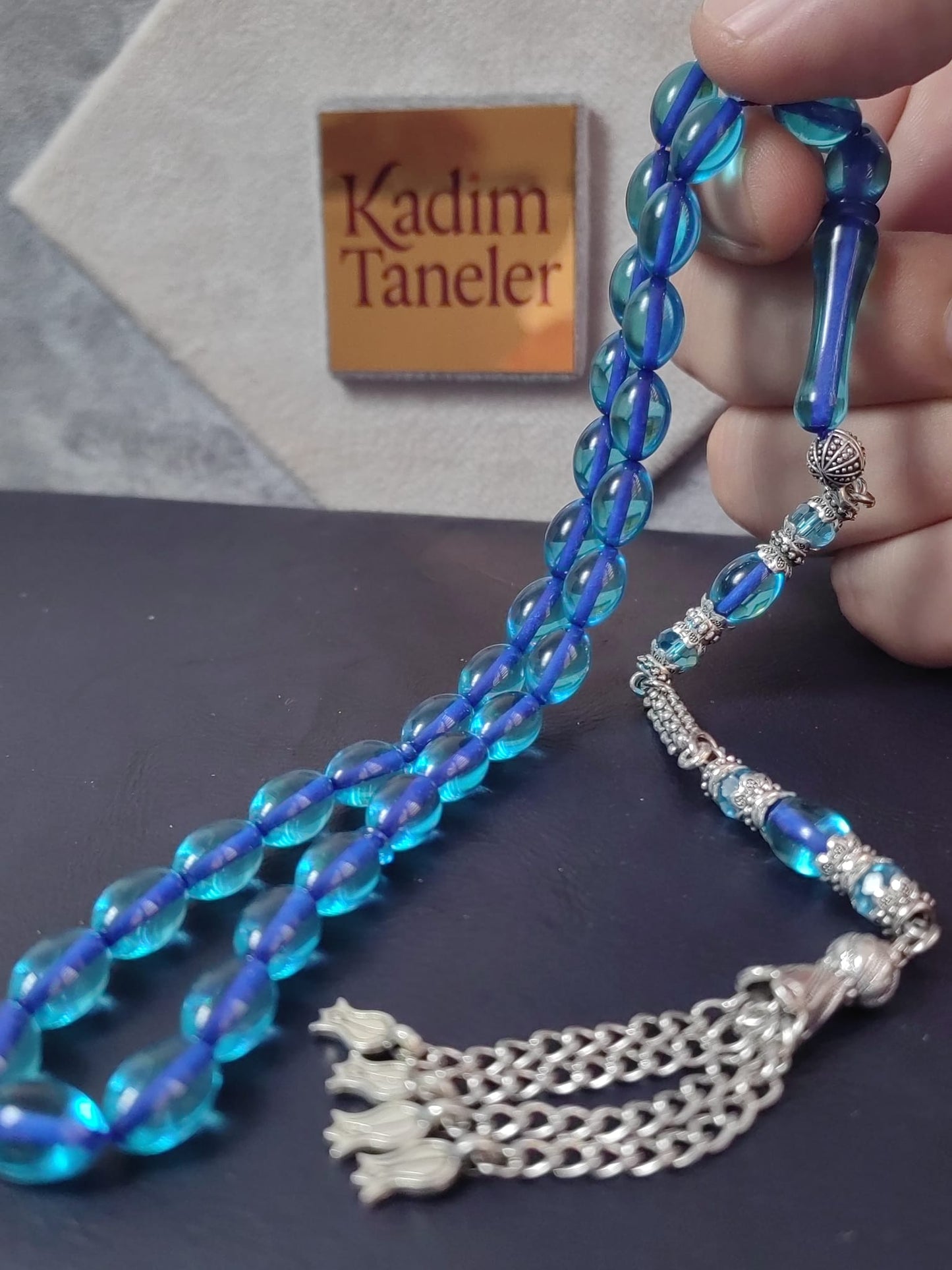 Özel Tasarımlı Mavi Ateş Kehribar