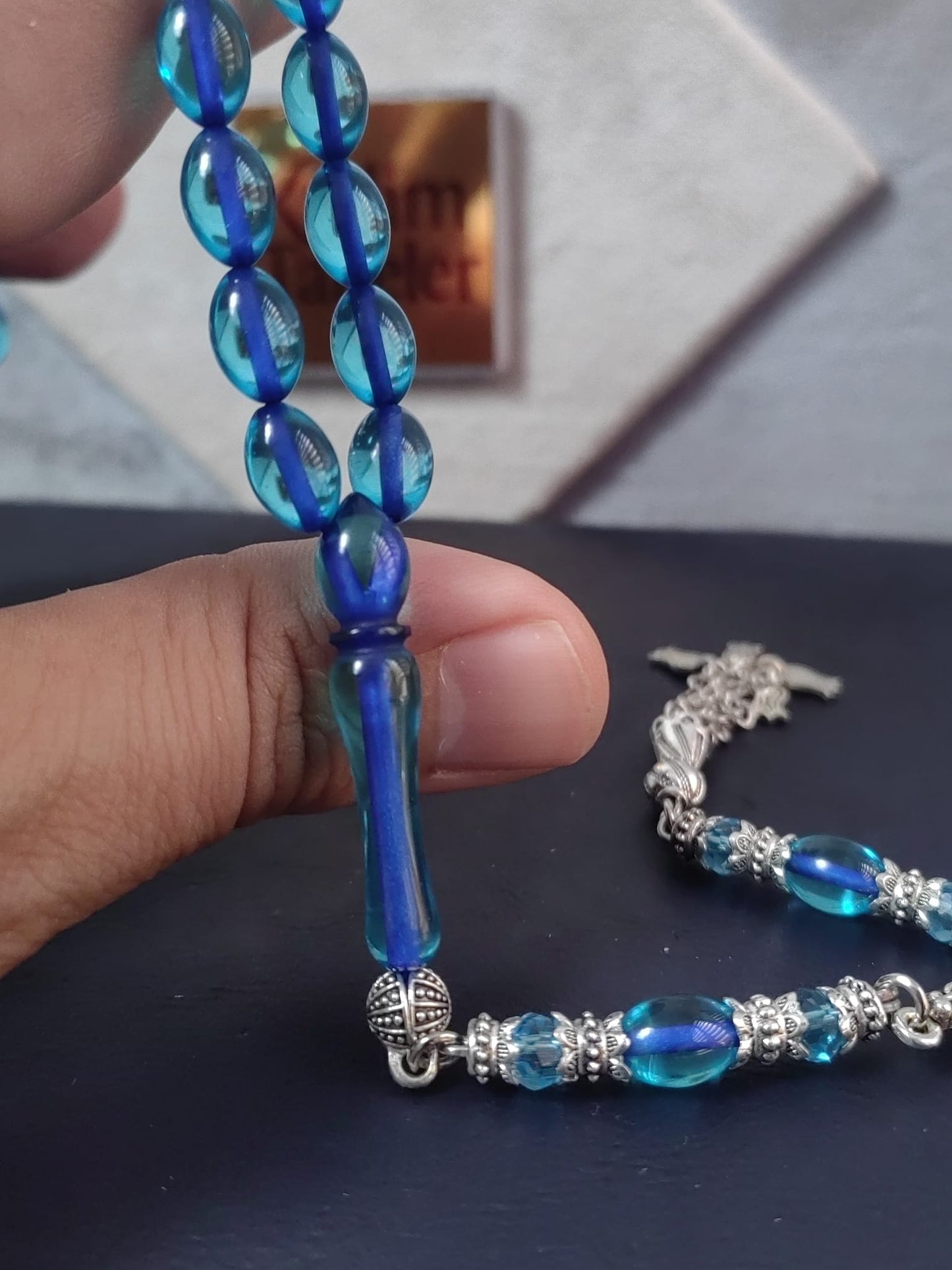 Özel Tasarımlı Mavi Ateş Kehribar