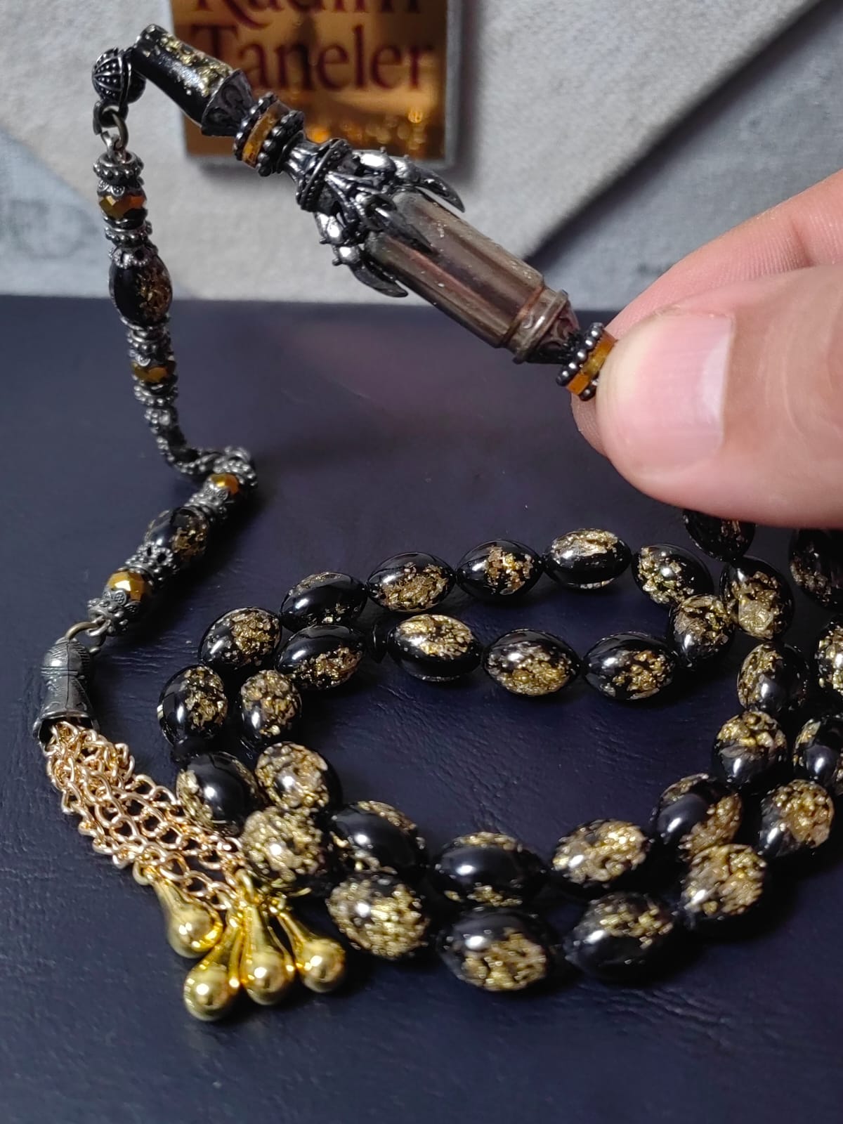 Mermi İmameli Siyah Golden Rosary