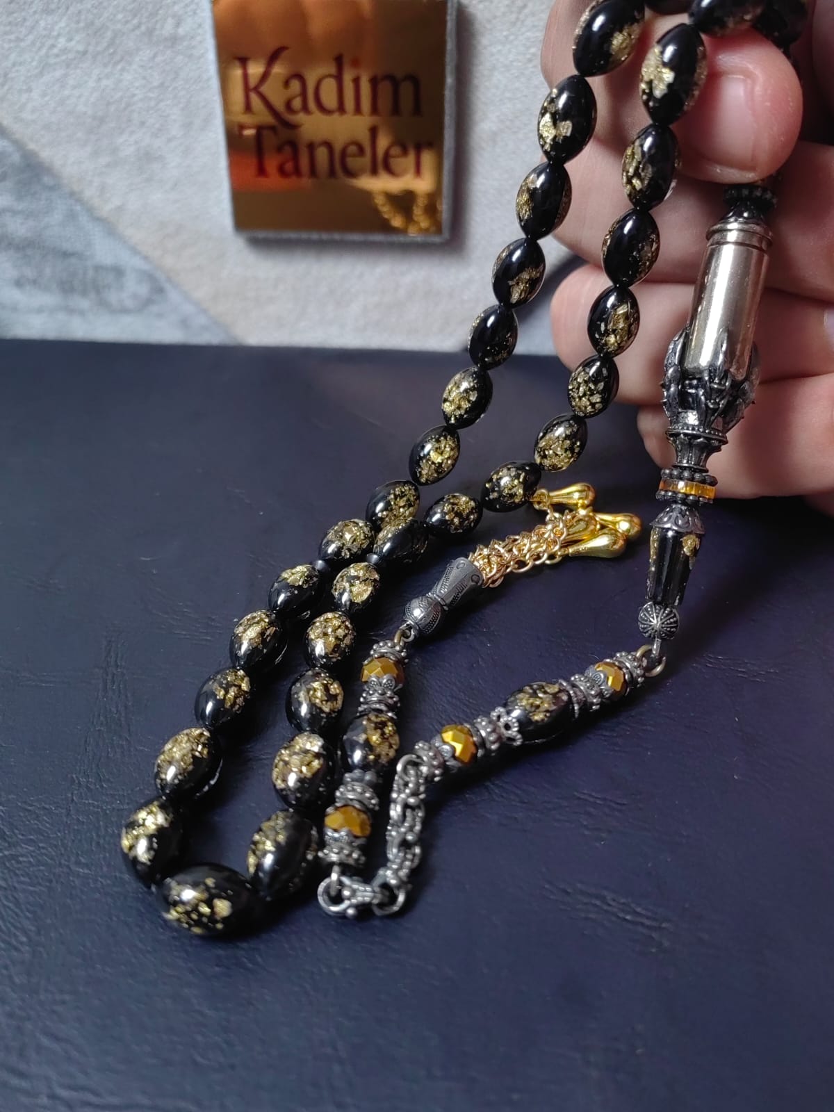 Mermi İmameli Siyah Golden Rosary