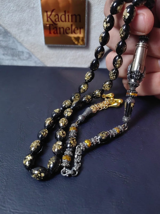 Mermi İmameli Siyah Golden Rosary