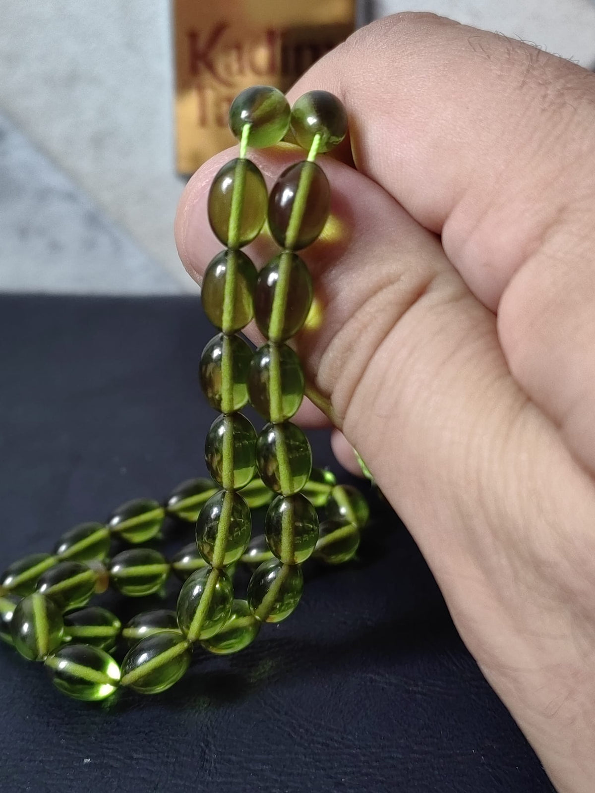 Usta İşi Yeşil Ateş Kehribar