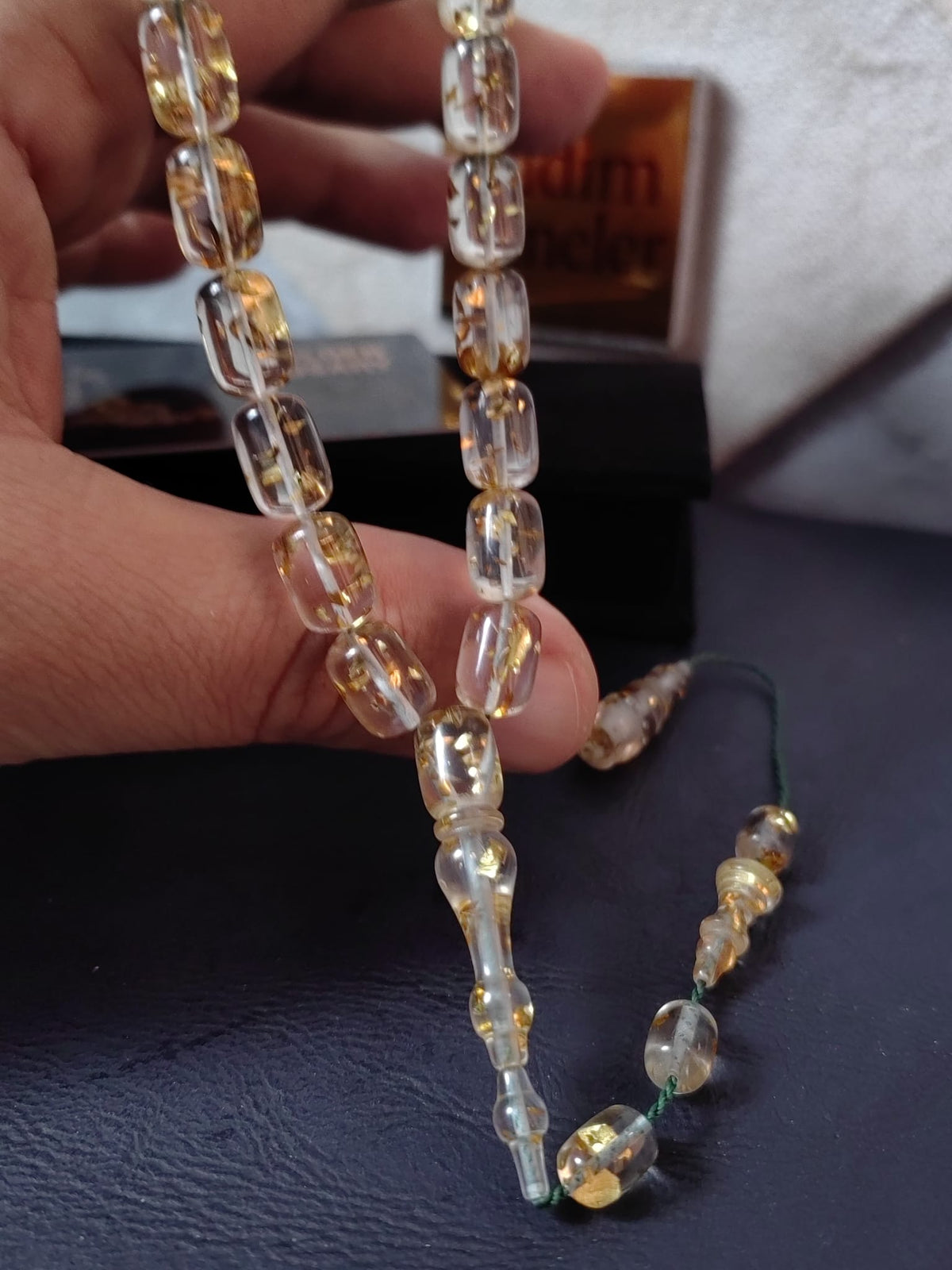 Orijinal Altın Varaklı "Golden Rosary" Uçak Camı Tesbih