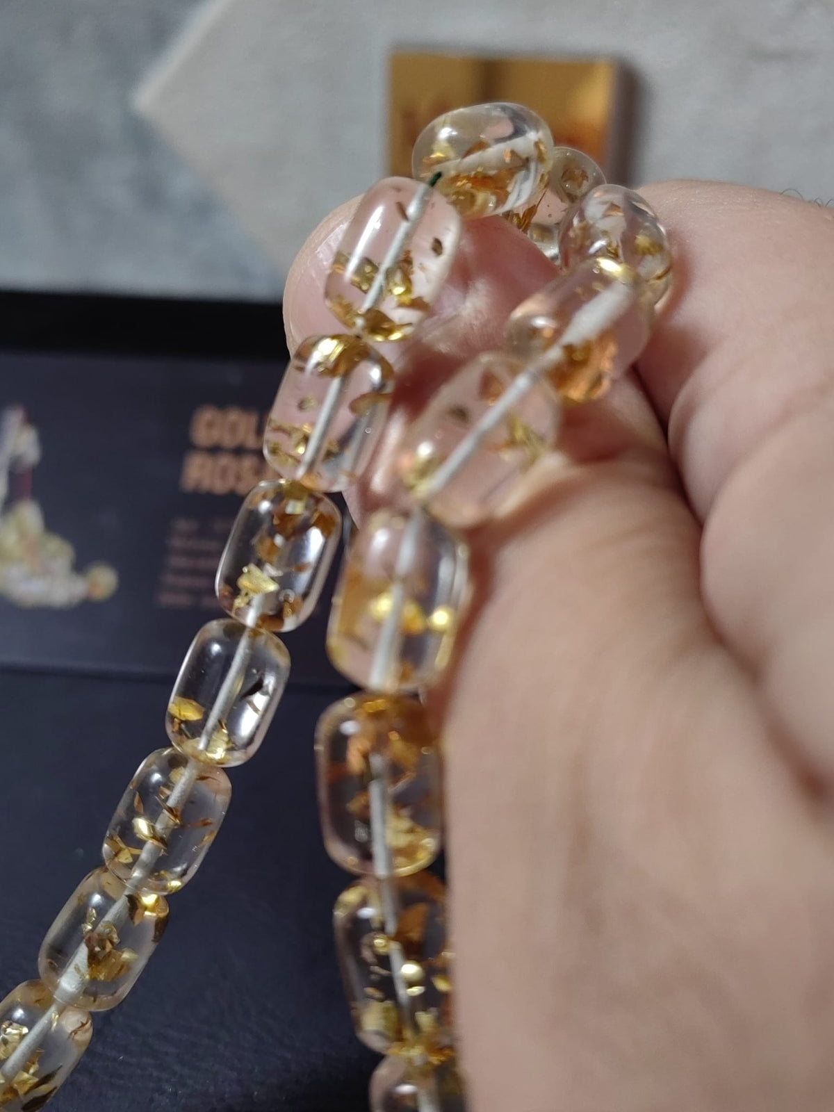 Orijinal Altın Varaklı "Golden Rosary" Uçak Camı Tesbih