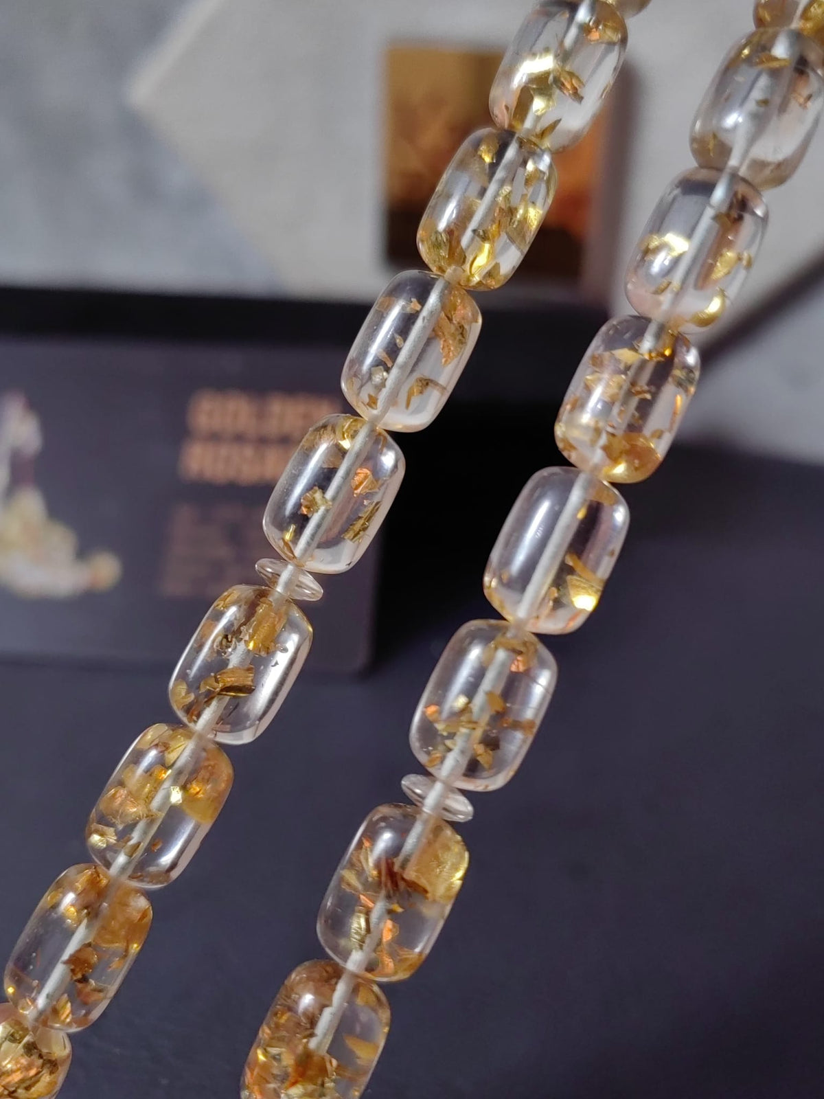 Orijinal Altın Varaklı "Golden Rosary" Uçak Camı Tesbih
